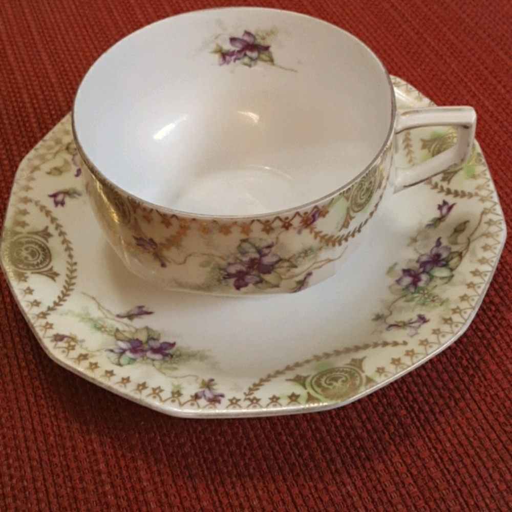 Austria Floral Cup and Saucer Trimmed in Gold - Picture 1 of 4
